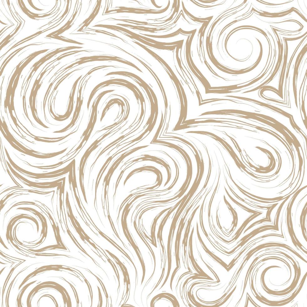 padrão sem emenda de vetor abstrato em cores pastel de linhas rasgadas em forma de espirais de loops e cachos. textura para decoração de tecidos ou invólucros na cor bege, isolado no fundo branco.