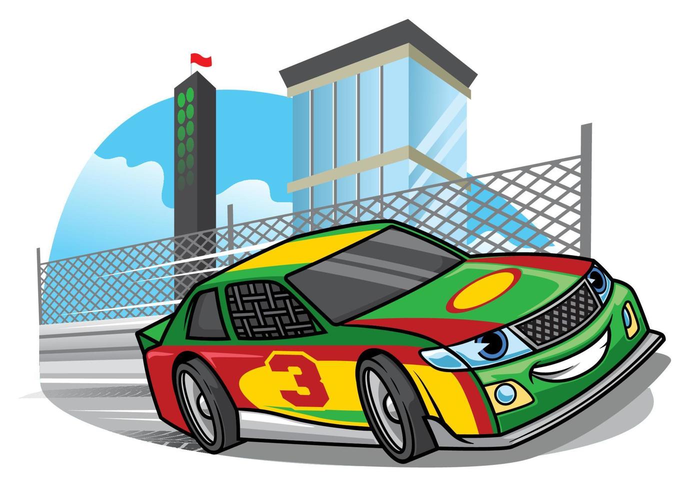 desenho animado corrida carro corrida velozes dentro a rastrear vetor