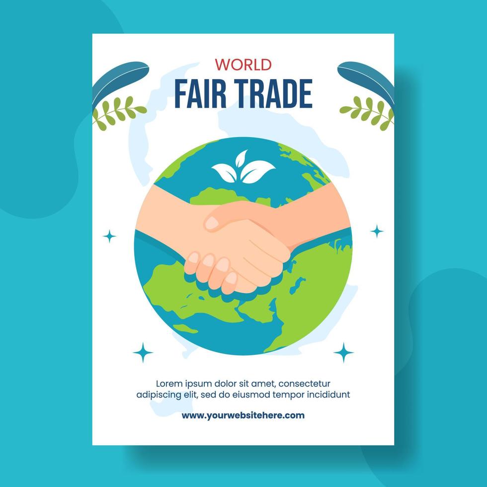 mundo justo comércio dia vertical poster plano desenho animado mão desenhado modelos fundo ilustração vetor