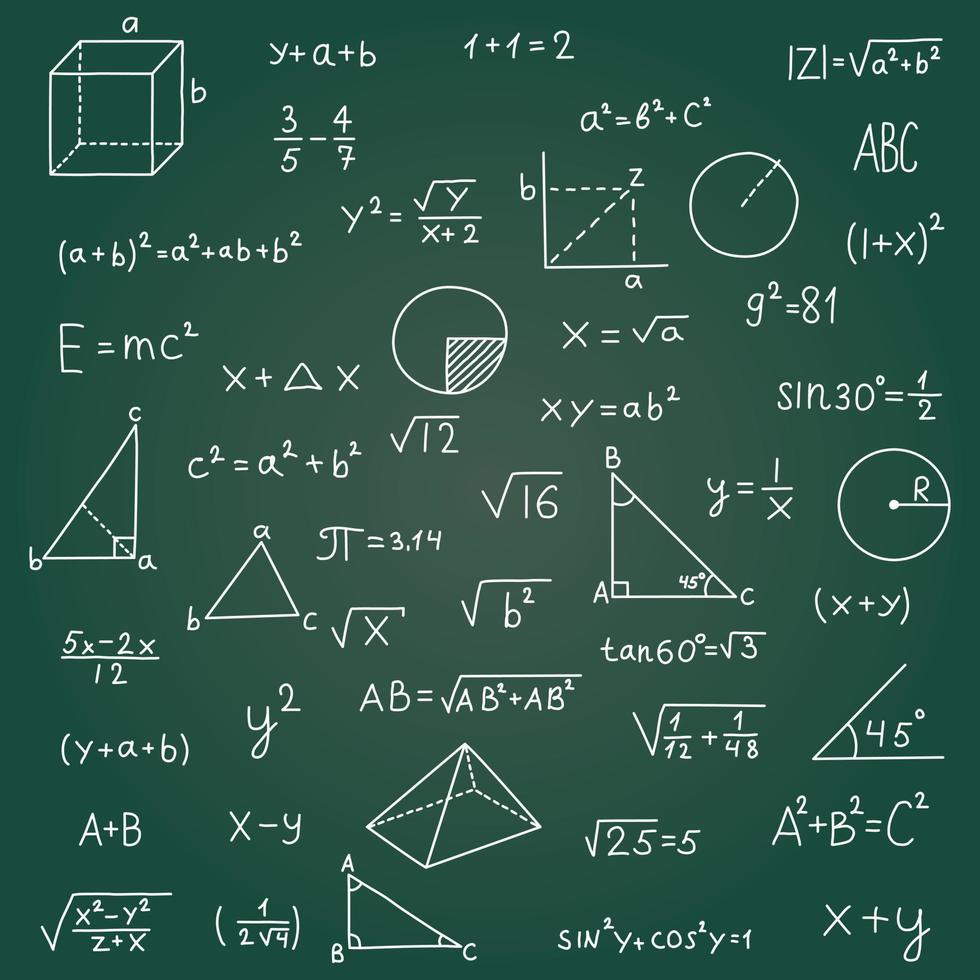 mão desenhado matemática símbolos ícone dentro plano estilo. matemática Fórmula vetor ilustração em isolado fundo. escola Educação placa o negócio conceito.