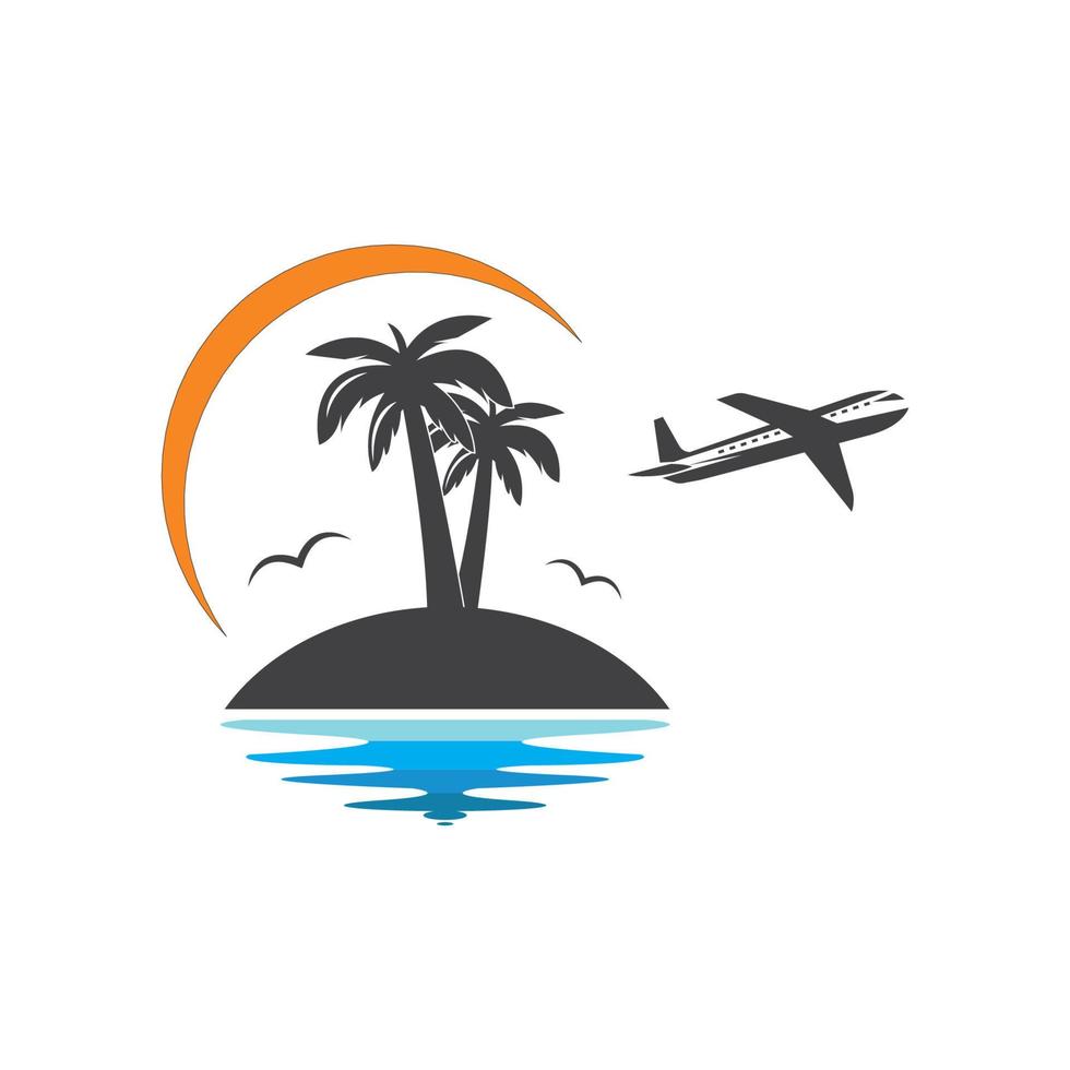 ícone de palmeira do verão e ilustração vetorial de logotipo de viagens vetor