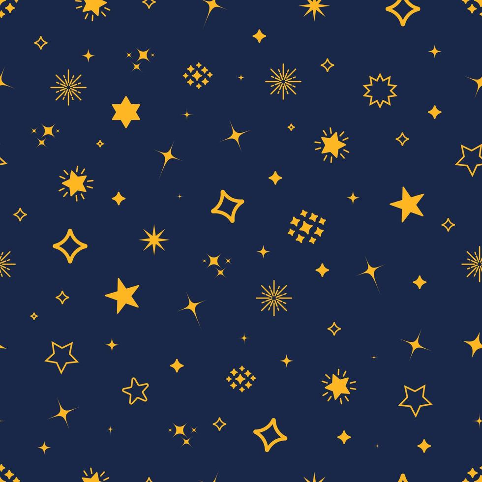 desatado vetor padronizar em uma azul fundo do a estrelado céu, estrelas dentro amarelo cor, plano Projeto para rede Projeto e rede.