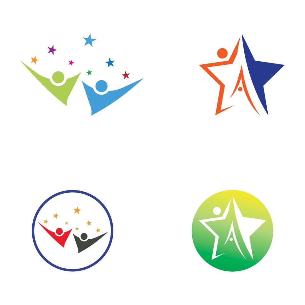 Estrela pessoas logotipo Projeto com vetor ilustração modelo