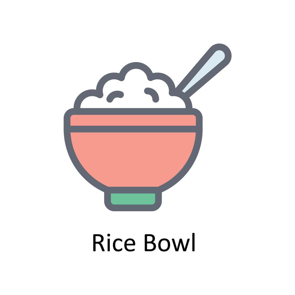 arroz tigela vetor preencher esboço ícones. simples estoque ilustração estoque