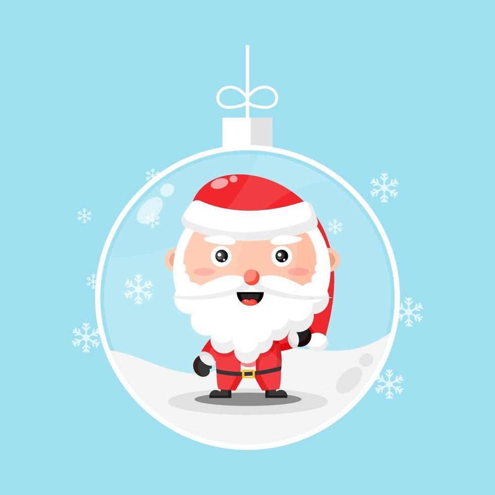 Papai Noel fofo em um globo de neve vetor