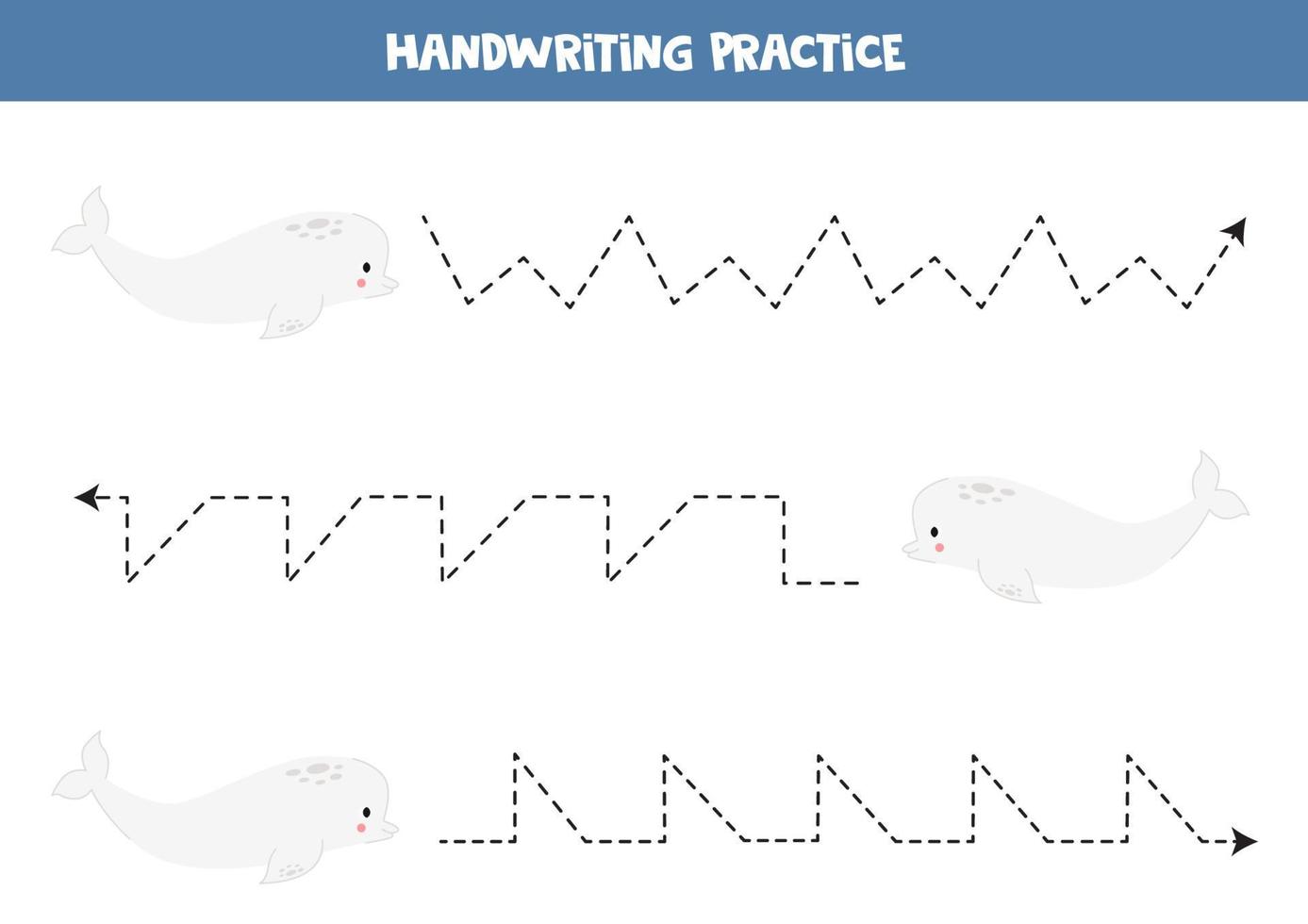 rastreamento linhas para crianças. desenho animado fofa beluga baleia. vetor