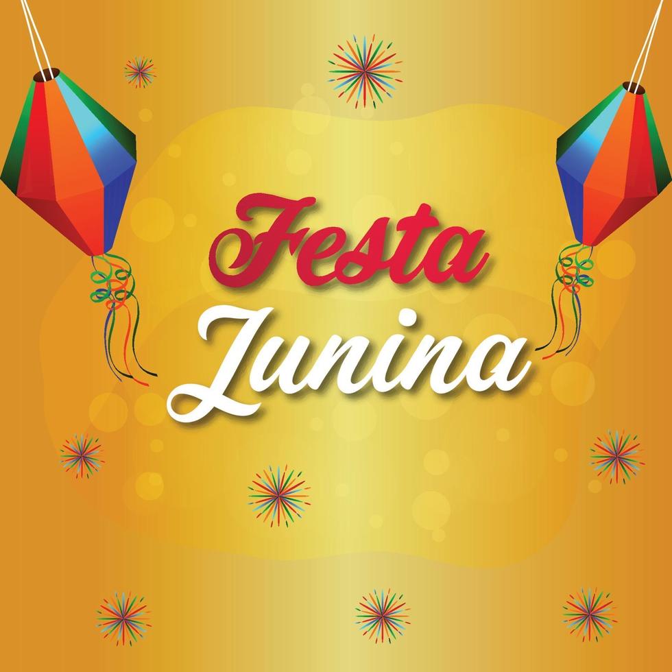 conceito de design festa junina em fundo amarelo com lanterna de papel vetor