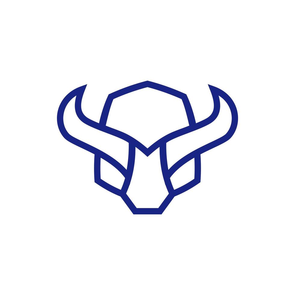 Minotauro touro cabeça monoline logotipo Projeto vetor