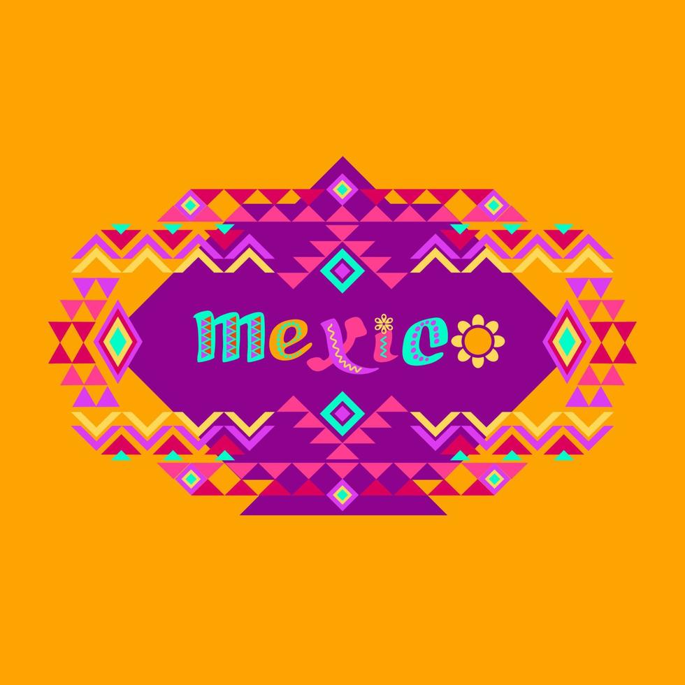 tribal geométrico enfeite e decorado palavra México. asteca estilo. vetor. vetor
