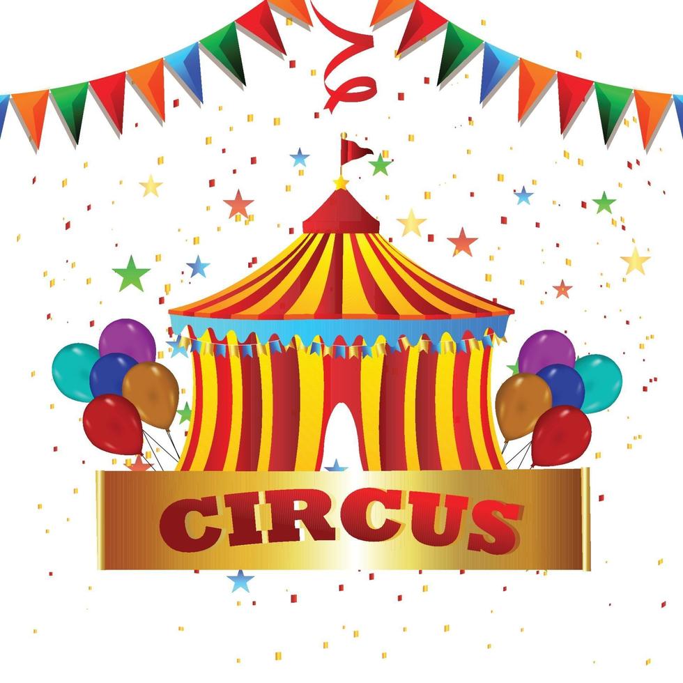 tenda de circo com balão e plano de fundo vetor