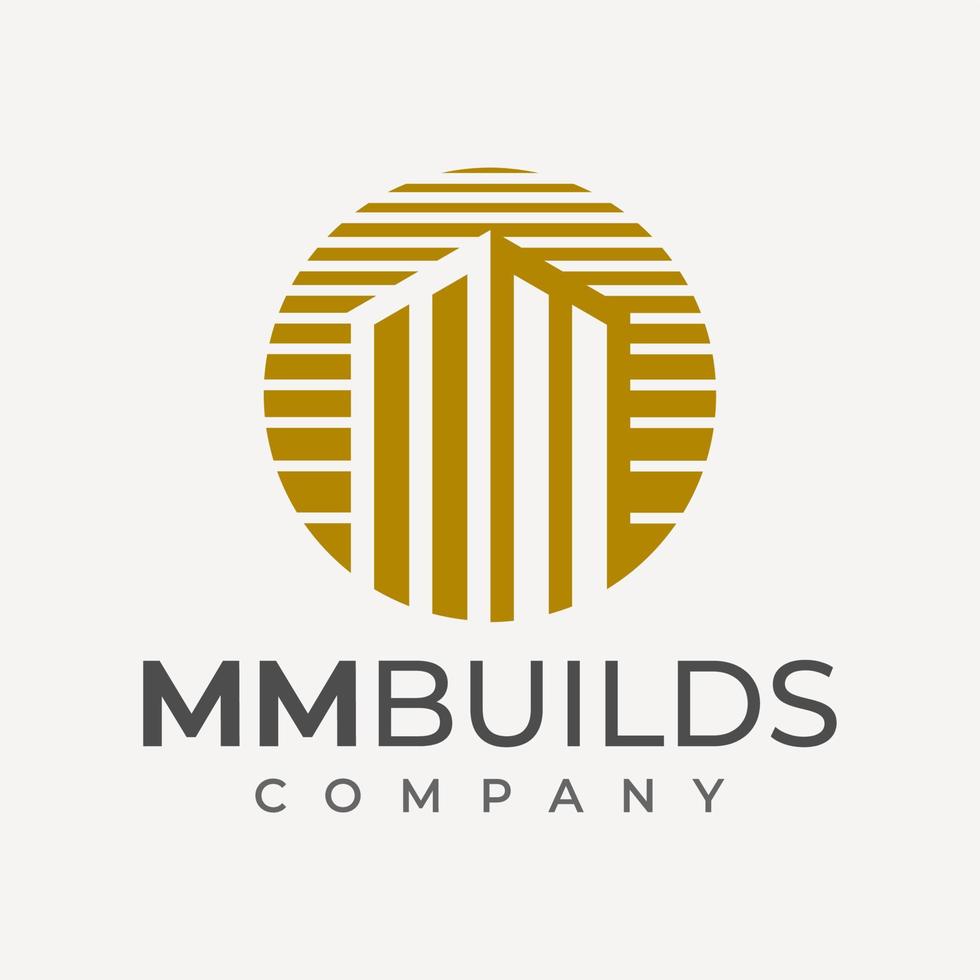 moderno círculo construção carta m milímetros logotipo Projeto. construção inicial milímetros logotipo. vetor