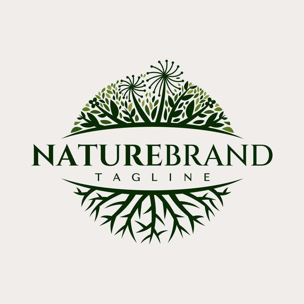 decorativo natureza jardim logotipo Projeto. luxo natureza floral folha plantio logotipo. vetor