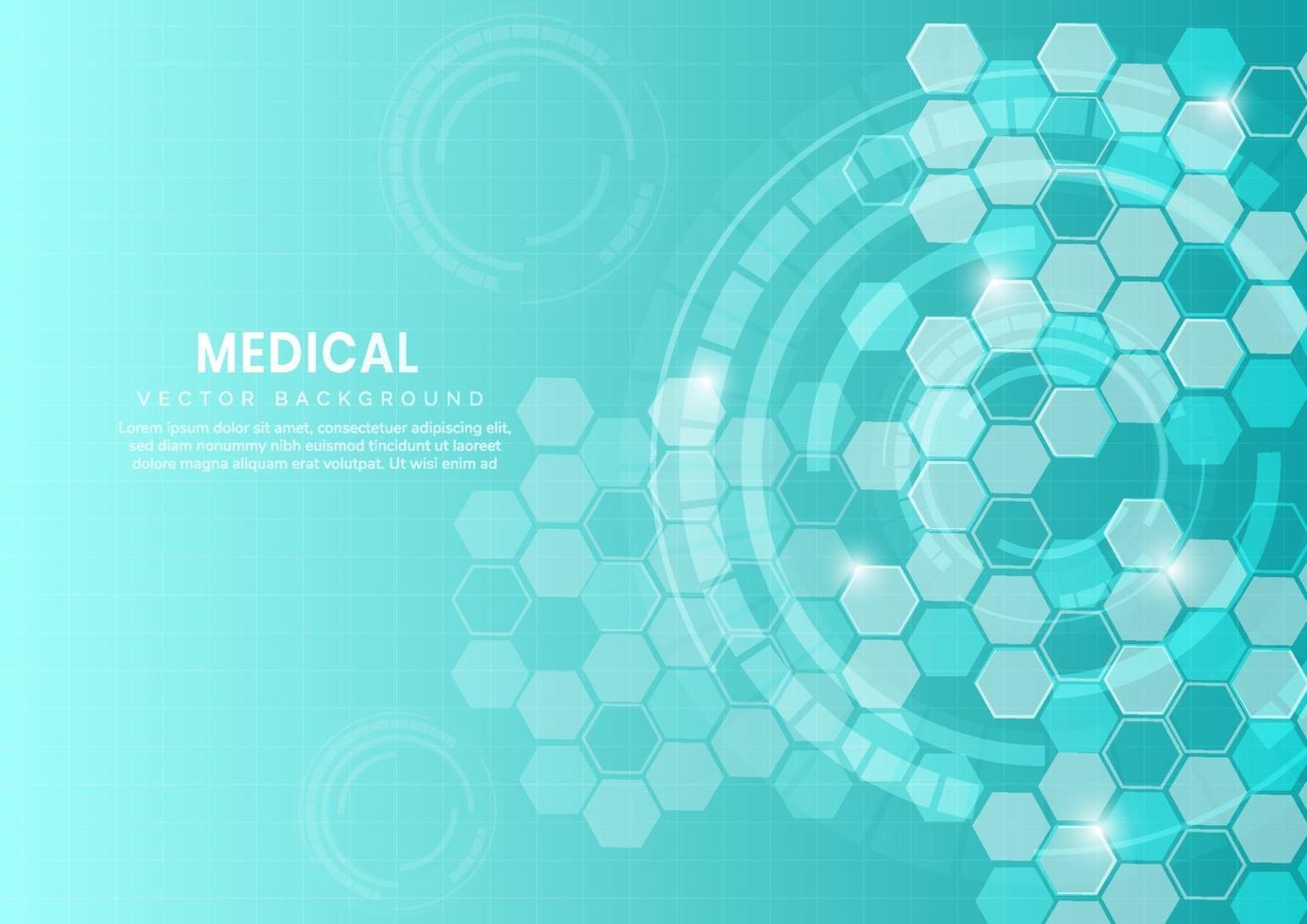 abstrato azul hexágono padrão background.medical tecnologia e conceito de ciência e padrão de ícone de cuidados de saúde. vetor