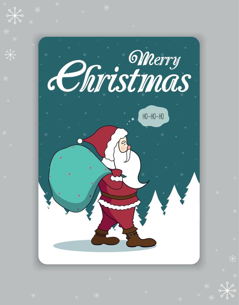 cumprimento cartão Novo ano, Natal. cumprimento cartão com santa claus e a inscrição alegre Natal. vetor ilustração