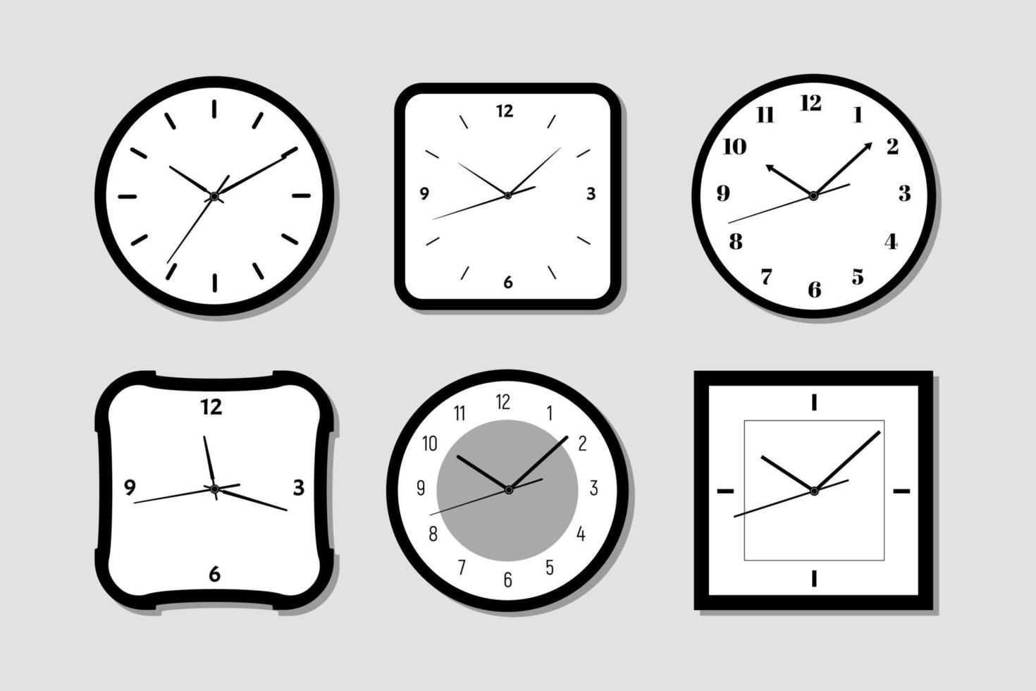 ilustração plana de relógios de parede vetor