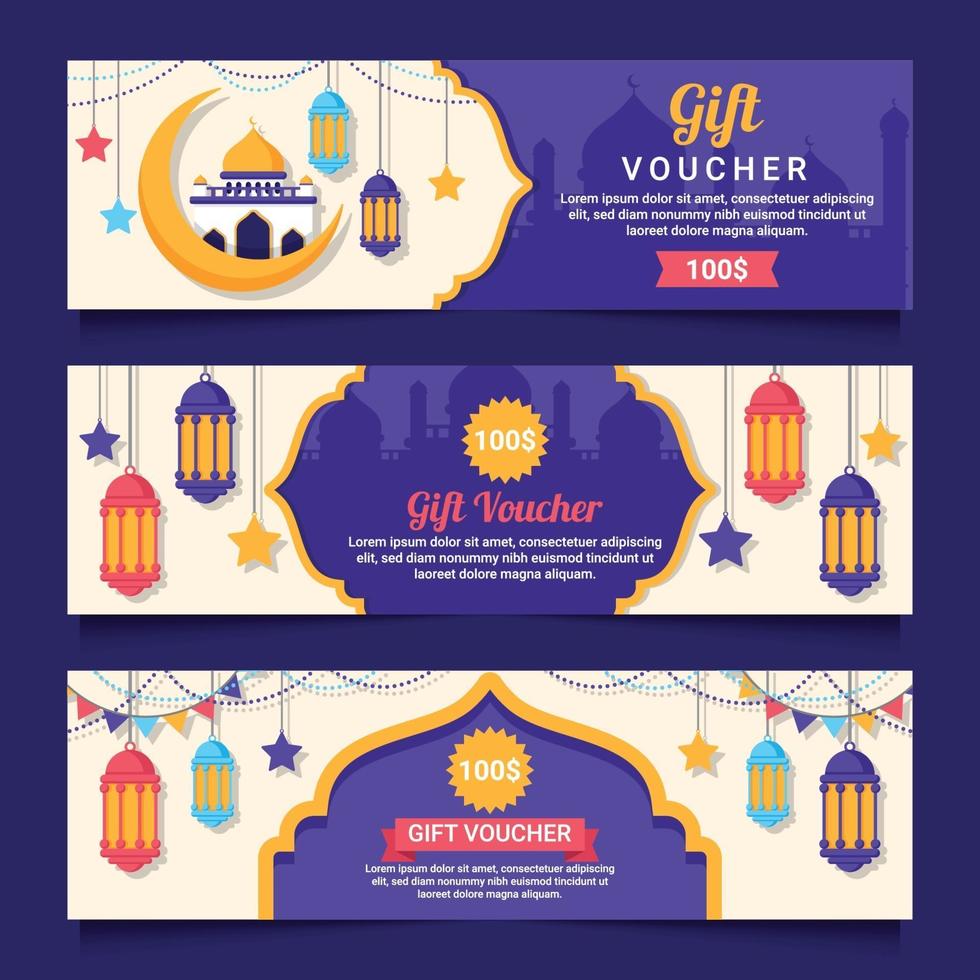 vouchers de presente plana no ramadã vetor