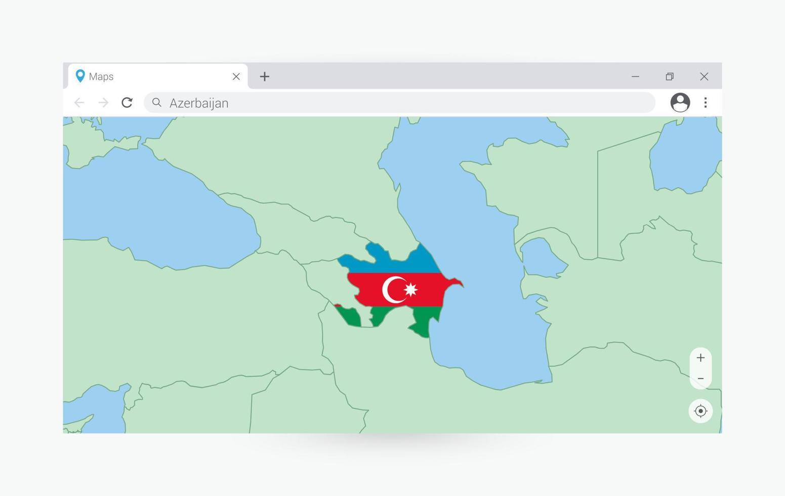 navegador janela com mapa do Azerbaijão, procurando Azerbaijão dentro Internet. vetor