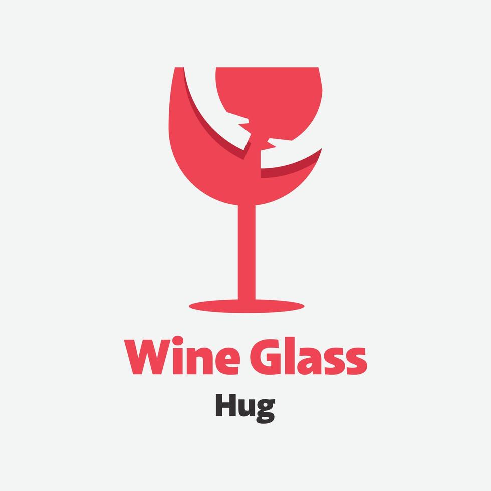 vinho vidro abraço logotipo vetor