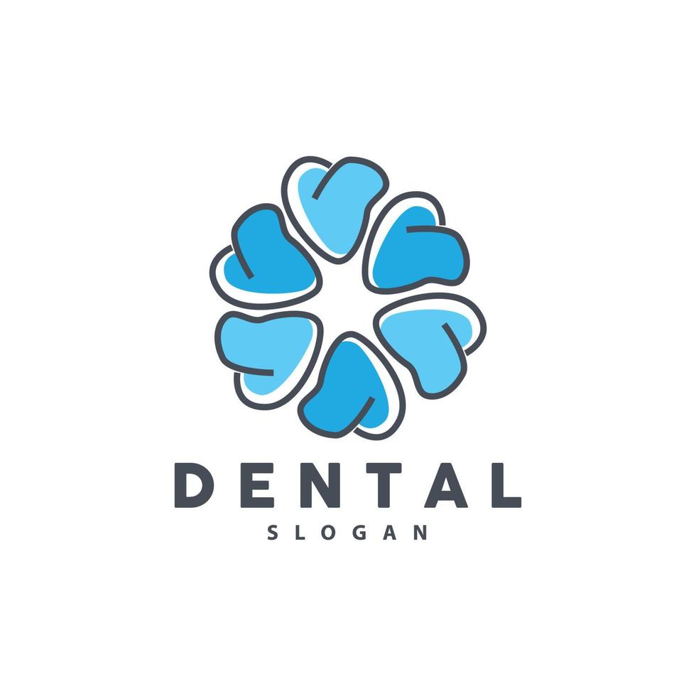 logotipo do dente, vetor de saúde bucal, ilustração de marca de cuidados