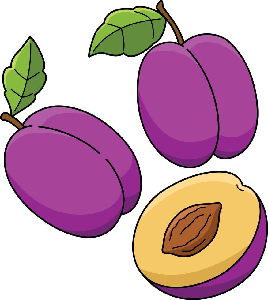 ameixa fruta vegetal desenho animado colori clipart vetor