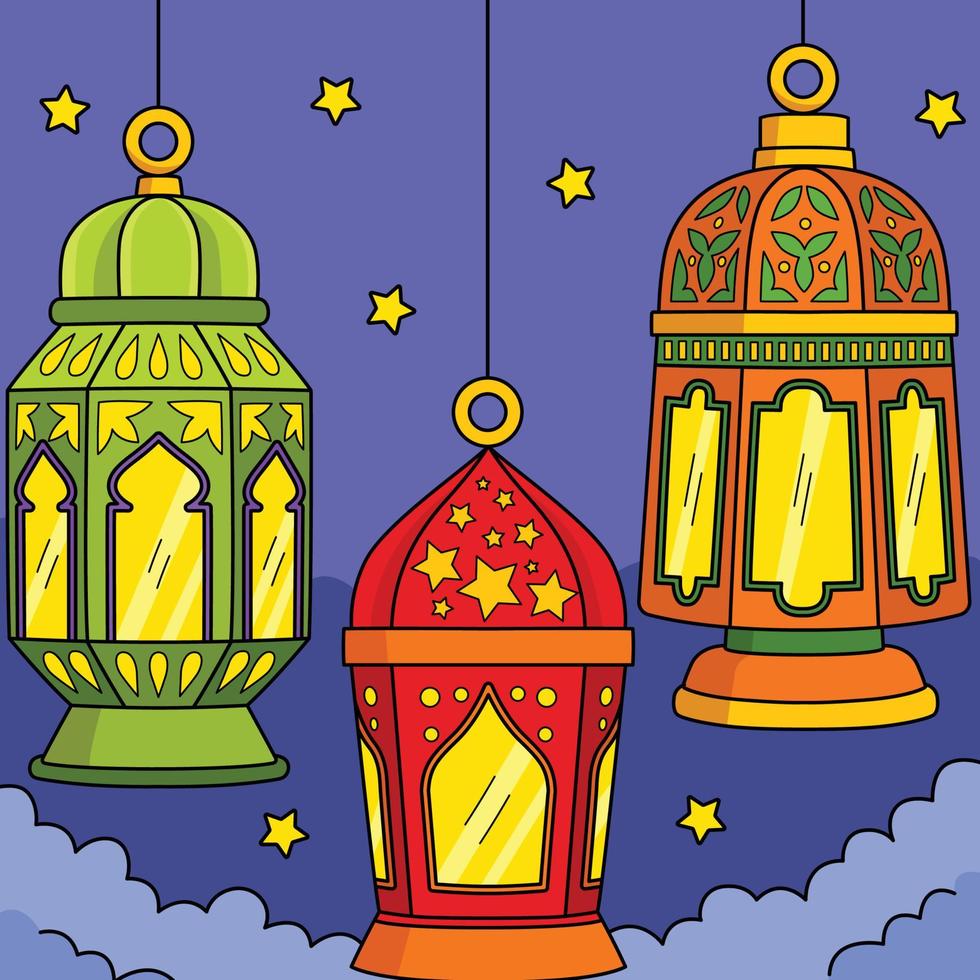 Ramadã lanterna colori desenho animado desenho animado vetor