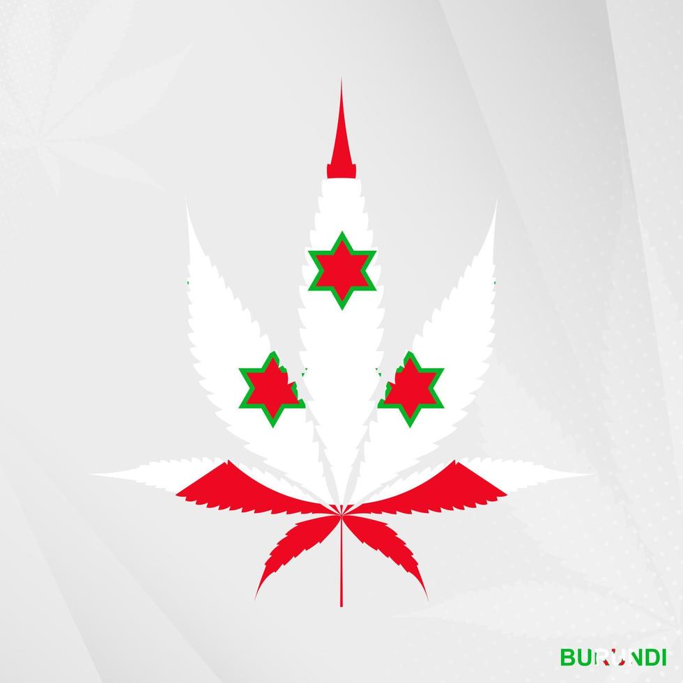 bandeira do Burundi dentro maconha folha forma. a conceito do legalização cannabis dentro Burundi. vetor