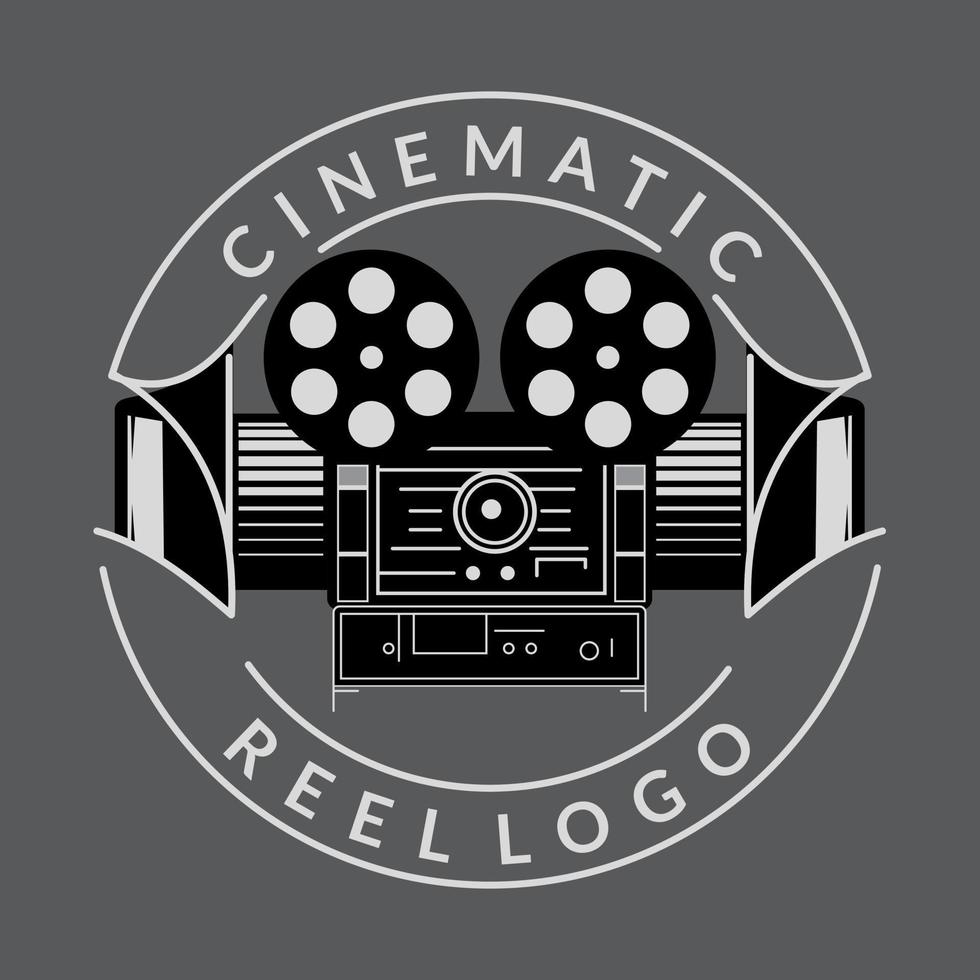 Câmera cinematográfico bobina emblema logotipo vetor
