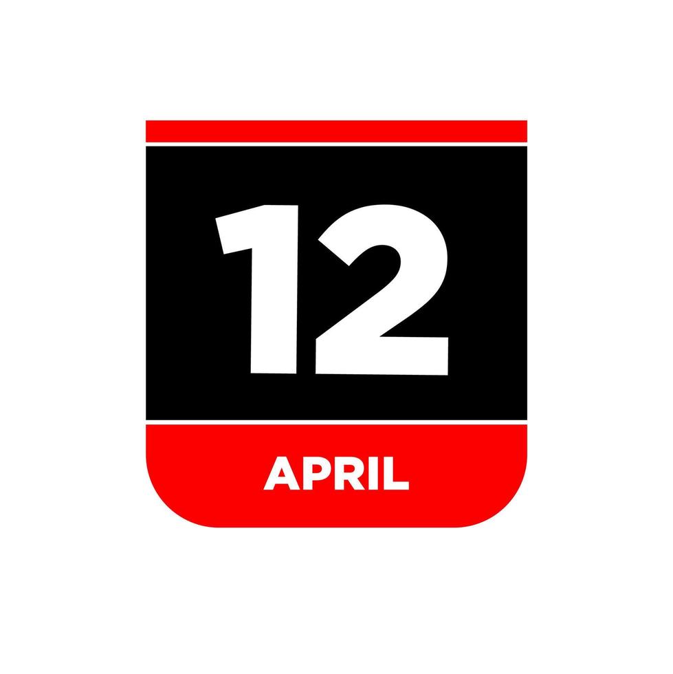 12º abril vetor ícone. 12 abril calendário.