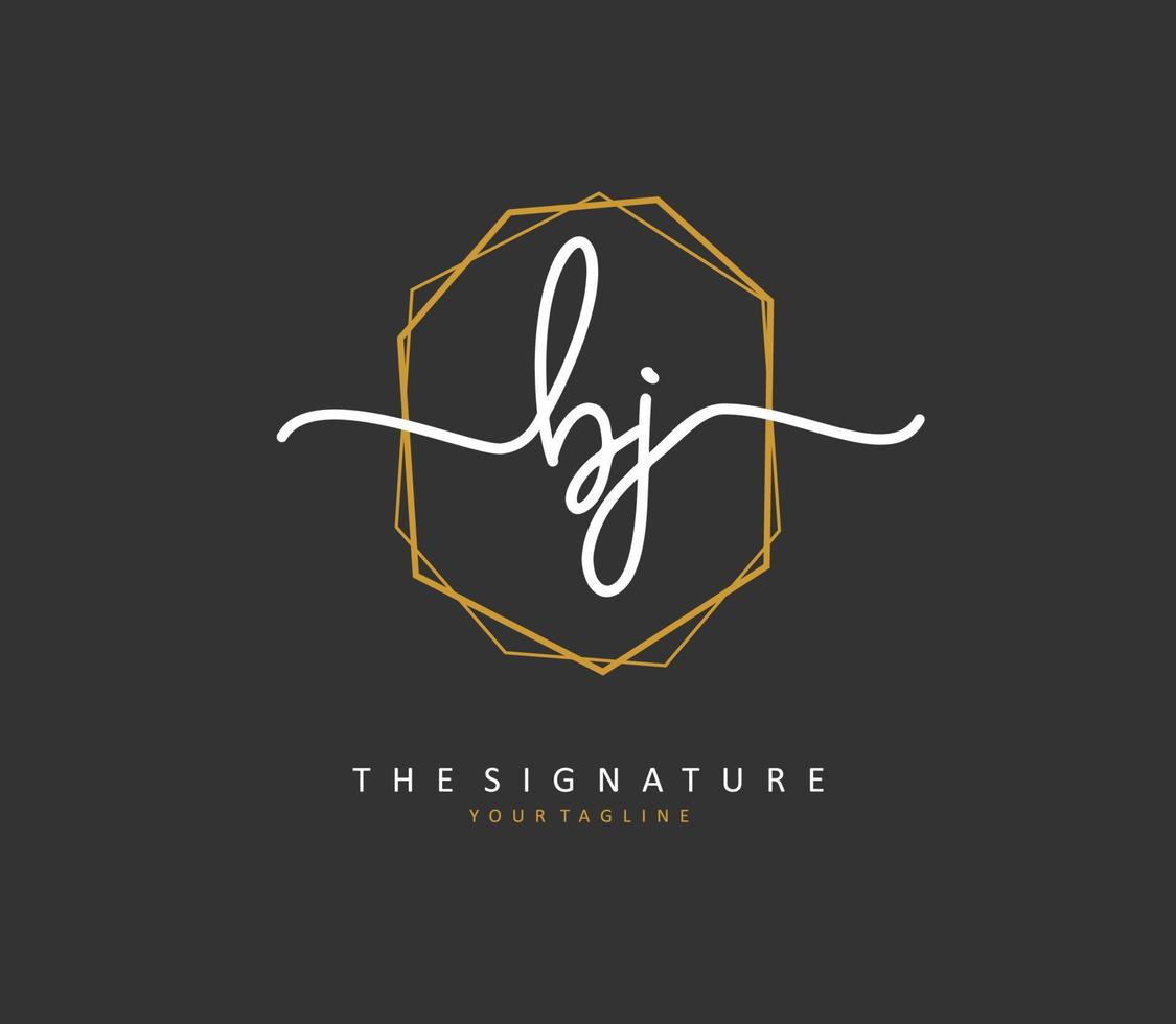 bj inicial carta caligrafia e assinatura logotipo. uma conceito caligrafia inicial logotipo com modelo elemento. vetor
