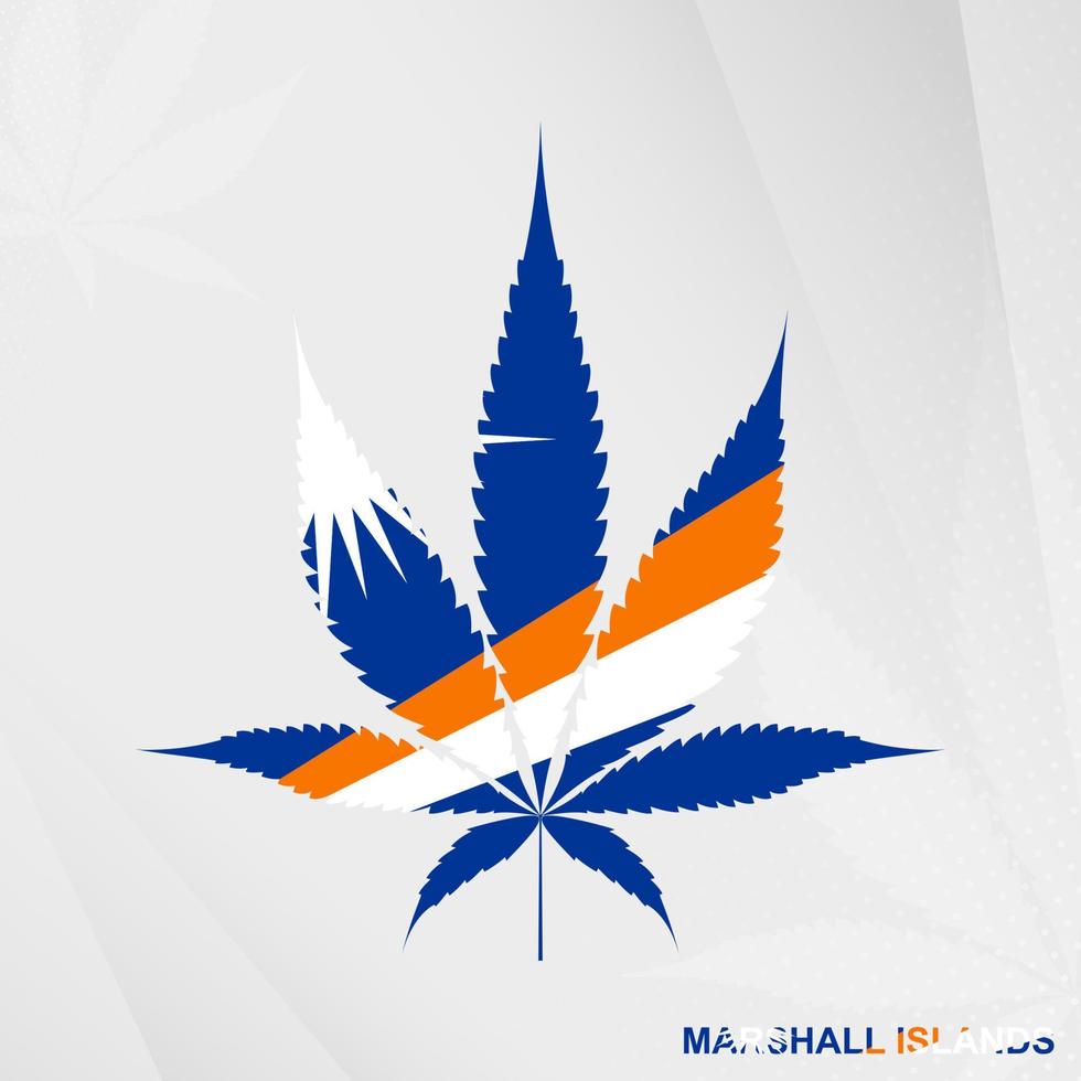 bandeira do marechal ilhas dentro maconha folha forma. a conceito do legalização cannabis dentro marechal ilhas. vetor