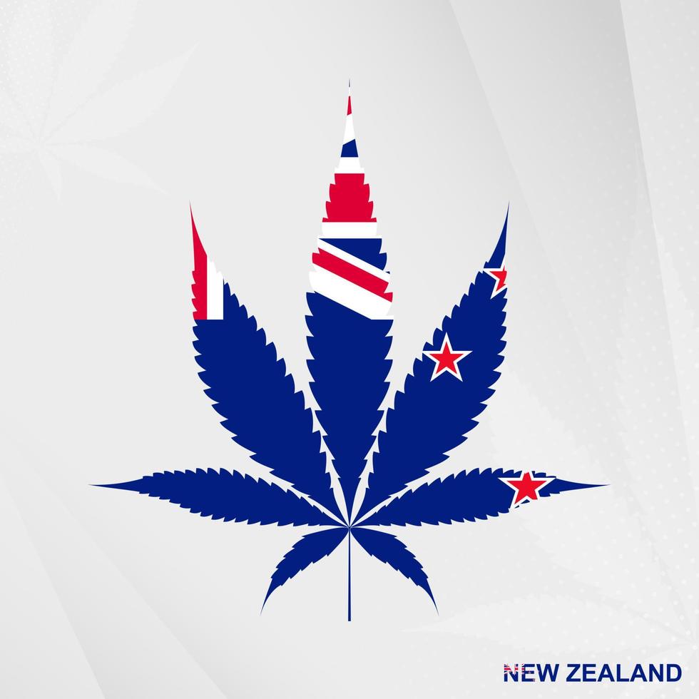 bandeira do Novo zelândia dentro maconha folha forma. a conceito do legalização cannabis dentro Novo zelândia. vetor