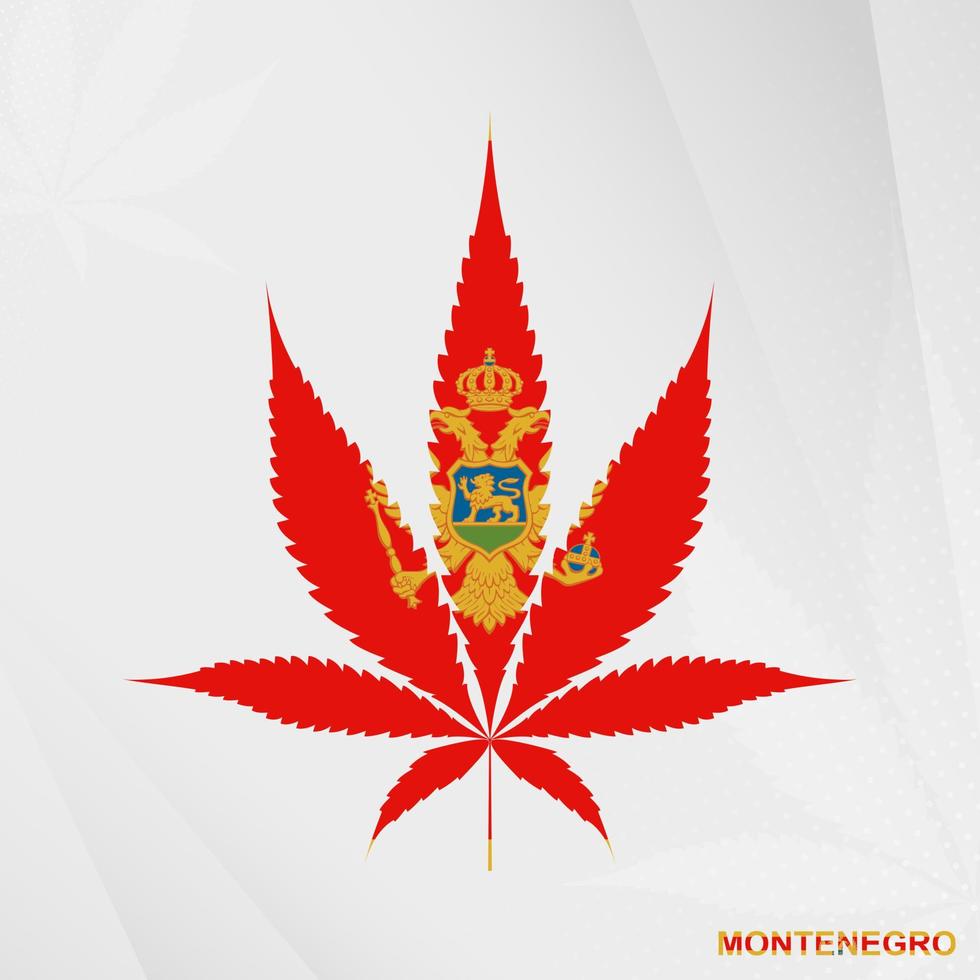 bandeira do Montenegro dentro maconha folha forma. a conceito do legalização cannabis dentro Montenegro. vetor