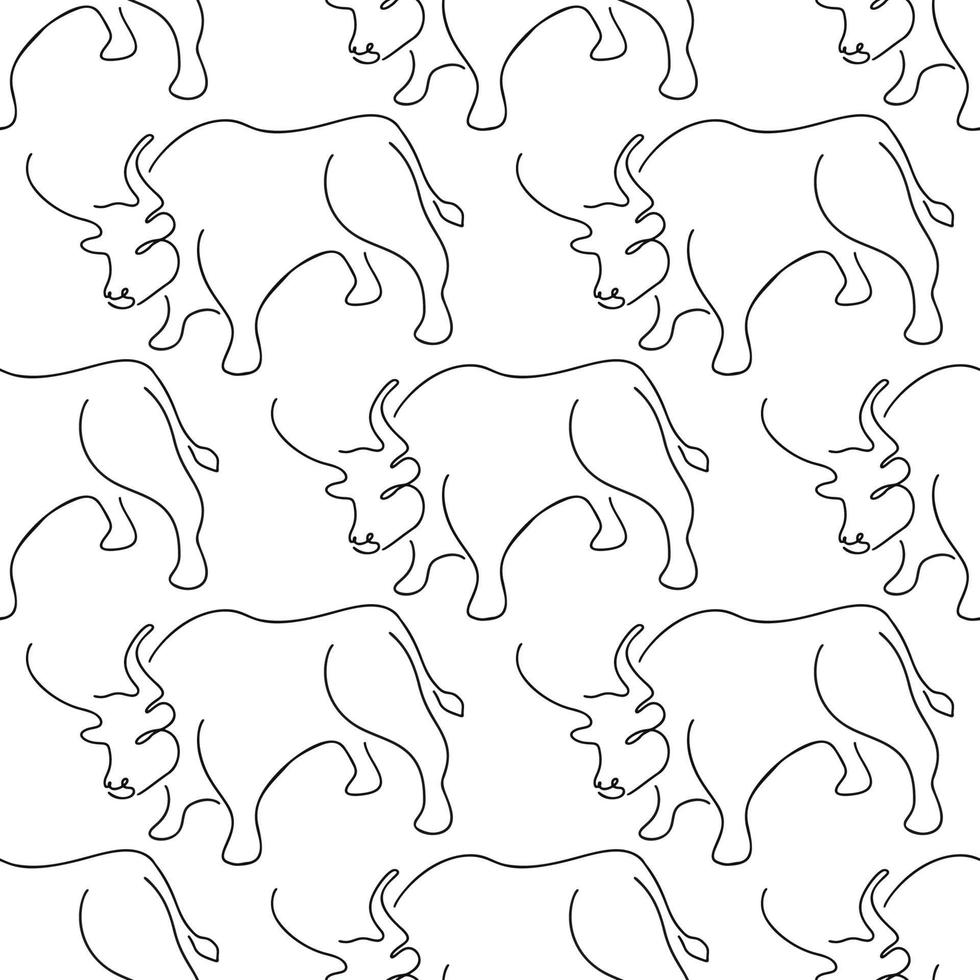 desatado padronizar com touros ilustração dentro linha arte estilo Preto cor em branco fundo vetor