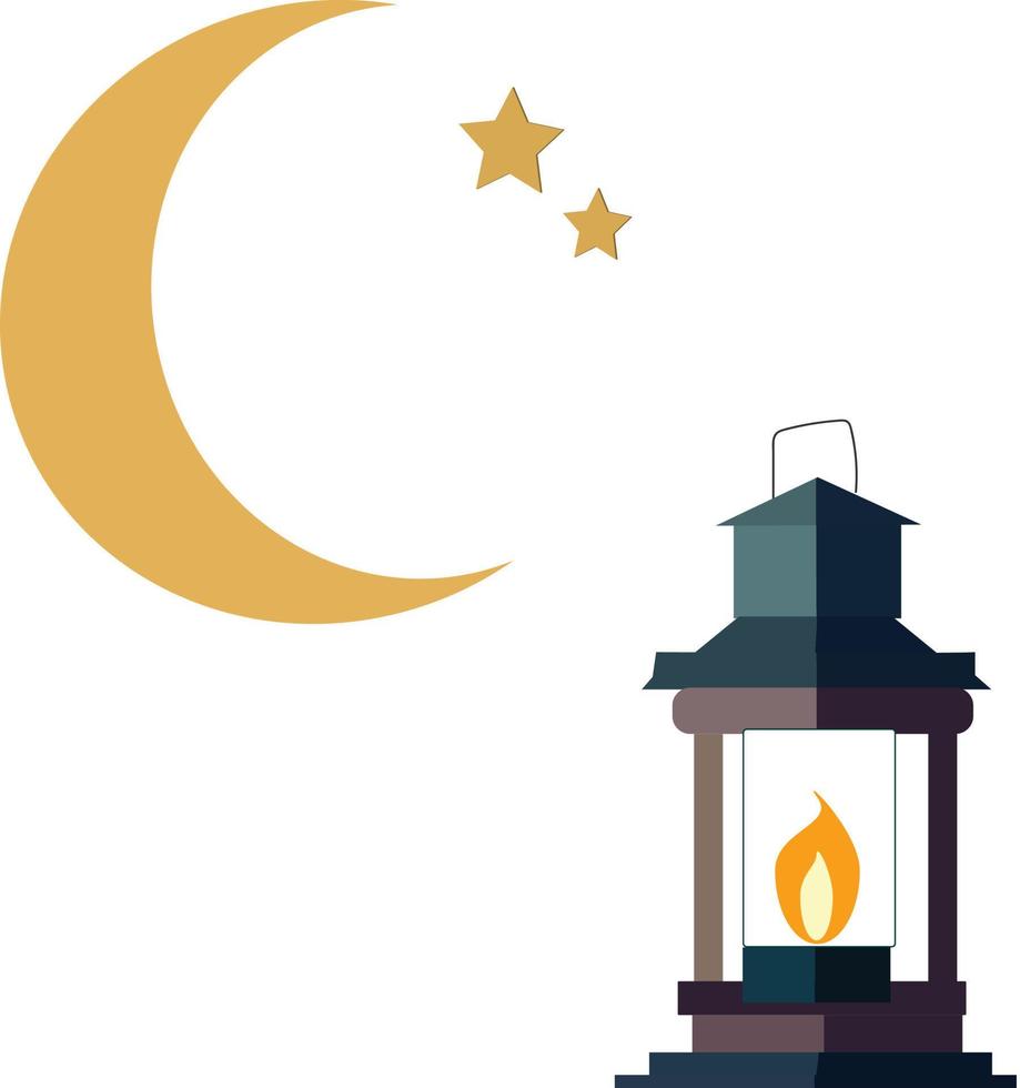 Ramadã lanterna com lua e estrelas vetor