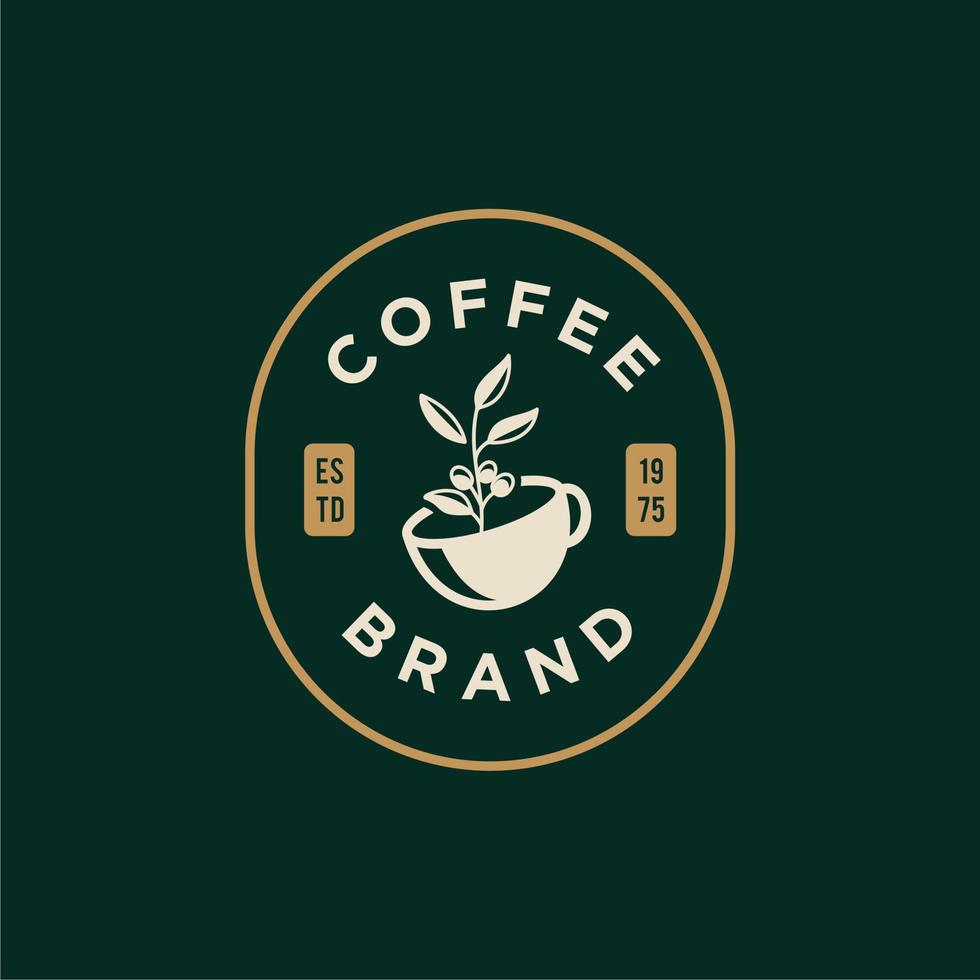 insígnia uma xícara de café com design de ícone de vetor de logotipo de selo de linha natural de feijão em estilo moderno moderno moderno minimalista vintage, ícone de barra de café premium