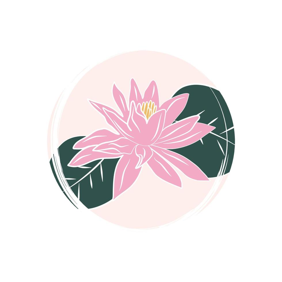 fofa logotipo ou ícone vetor com Rosa lótus flores, ilustração em círculo com escova textura, para social meios de comunicação história e realçar