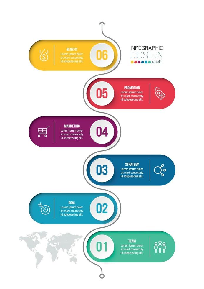 modelo de infográfico de negócios de gráfico de linha do tempo. vetor