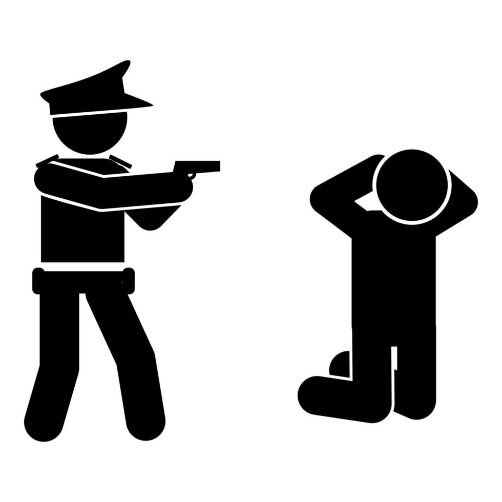 polícia prender criminosos. policial ícone. simples ilustração do policial vetor. criminosos dentro prisão vetor