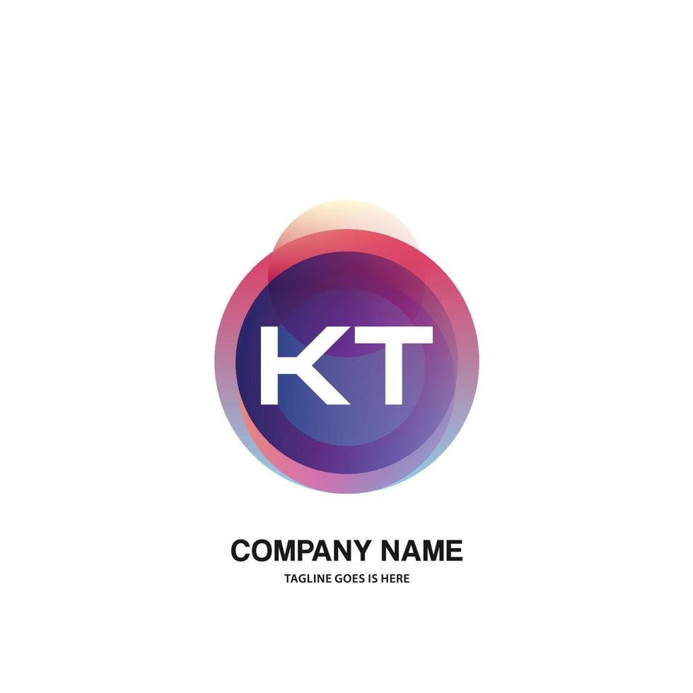 kt inicial logotipo com colorida círculo modelo vetor