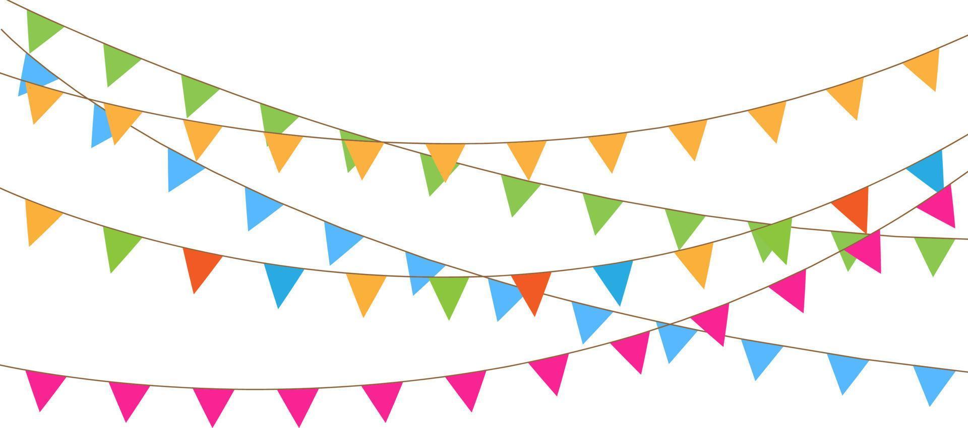 fundo de férias com bandeiras de aniversário. férias de vetor com bandeiras de aniversário bunting e bandeira de guirlanda.