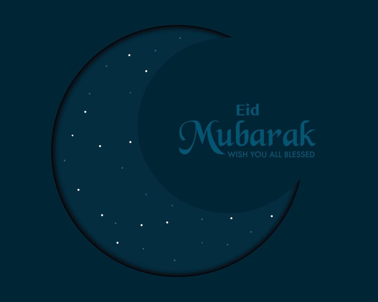 eid mubarak com vetor de lua de papel