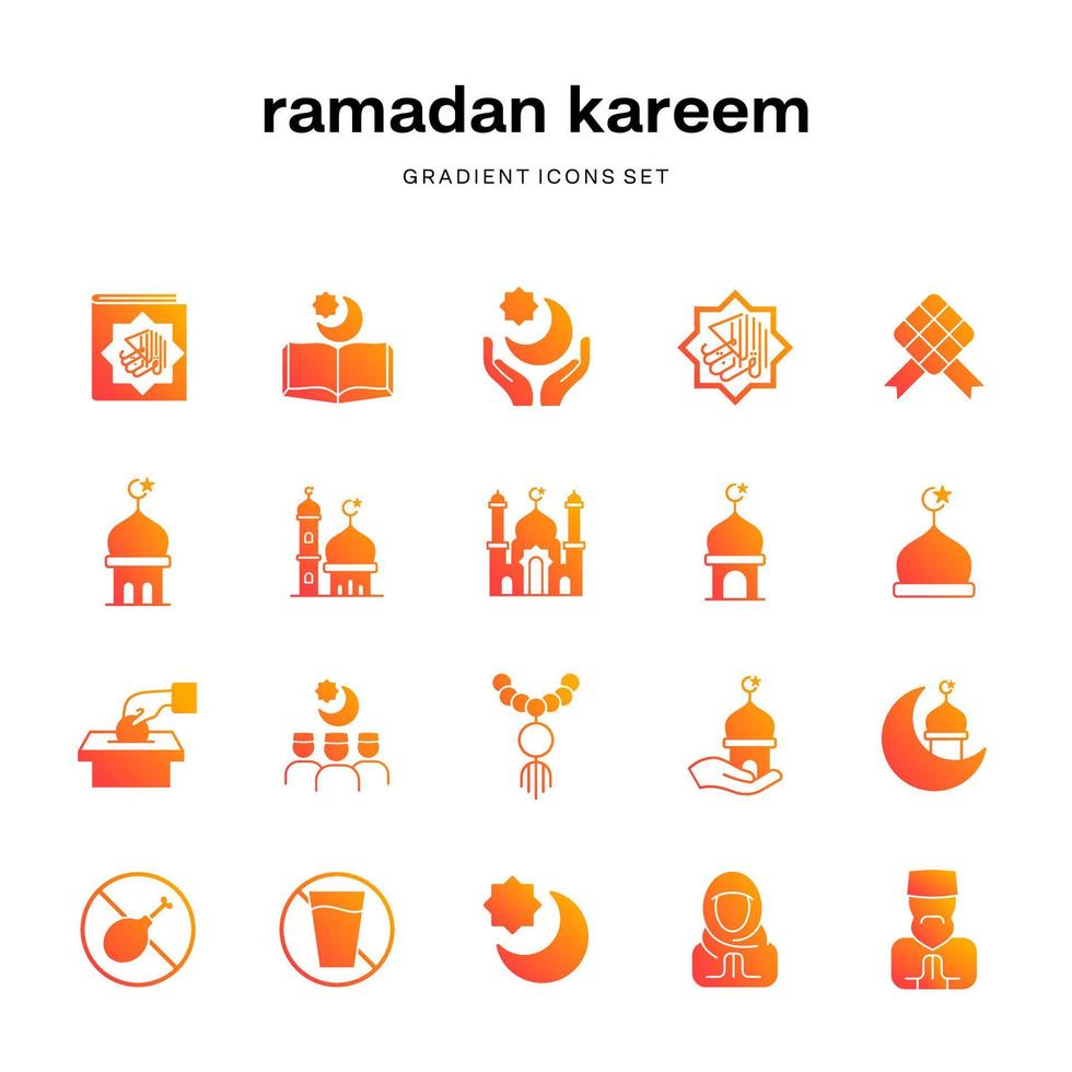 Ramadã kareem moderno gradiente ícone coleção vetor