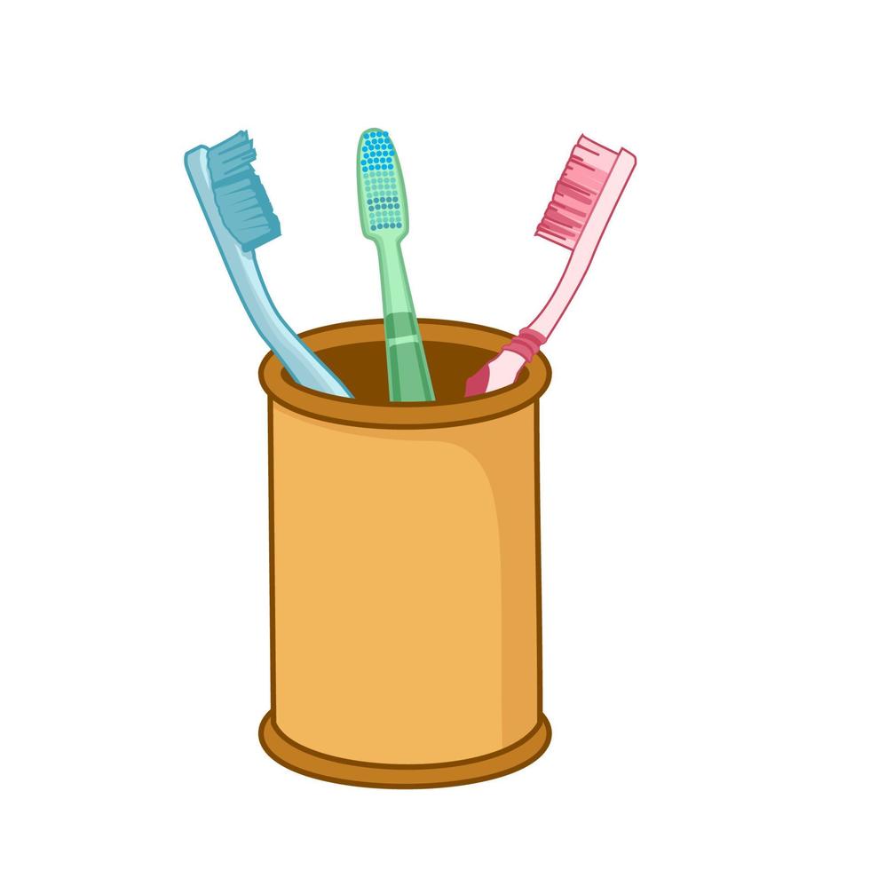 ilustração do três escovas de dente deitado dentro seus caso vetor