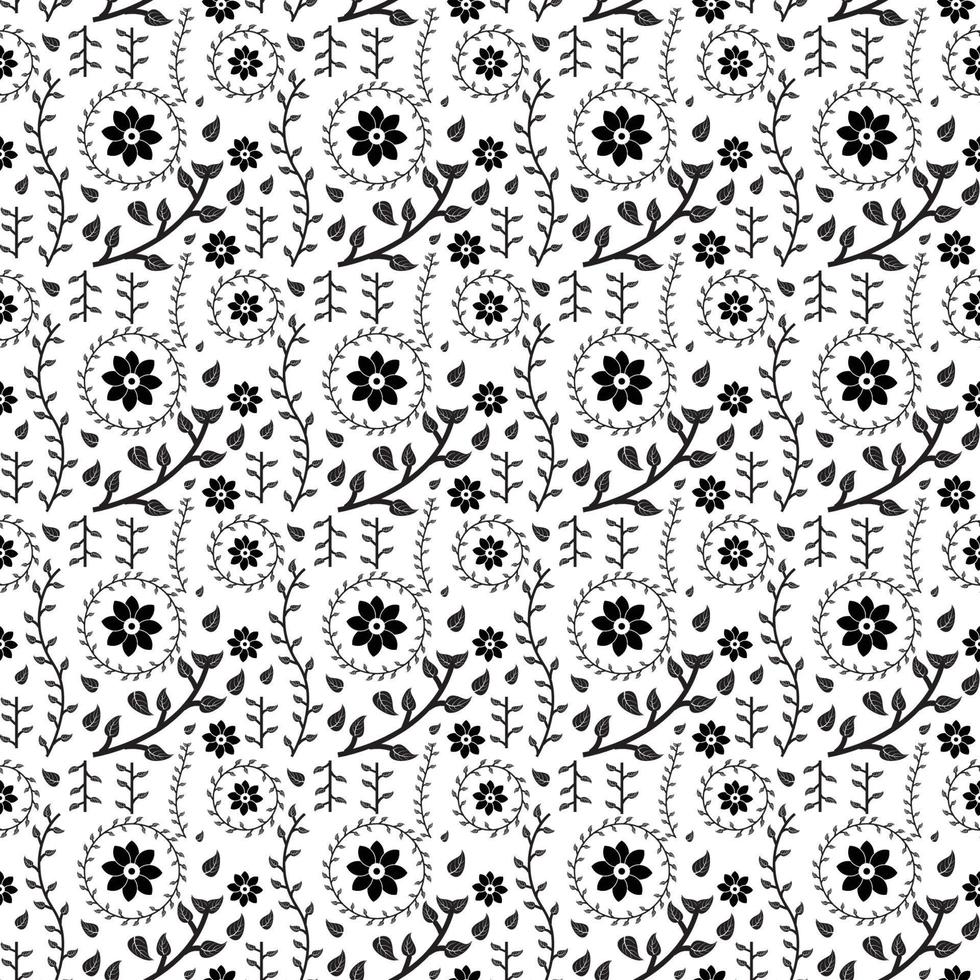 abstrato Preto e branco floral patten vetor