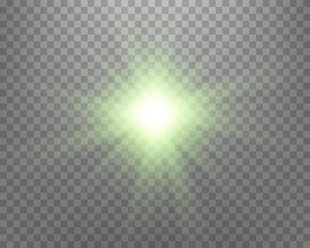 verde luz solar lente clarão, Sol instantâneo com raios e Holofote. vetor