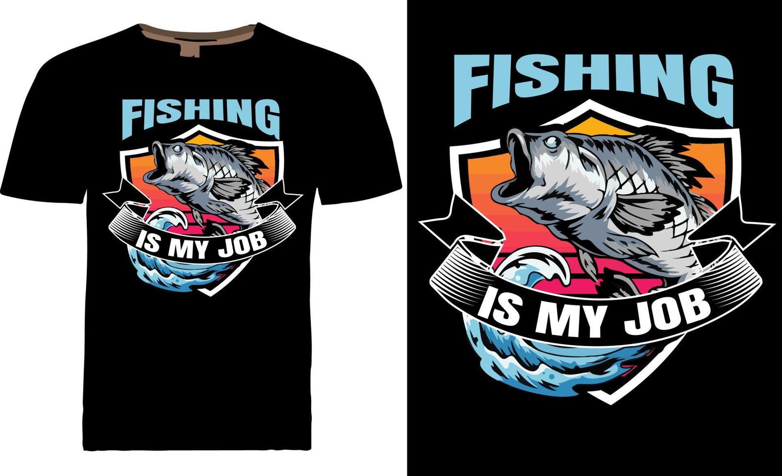 design de camiseta de pesca vetor