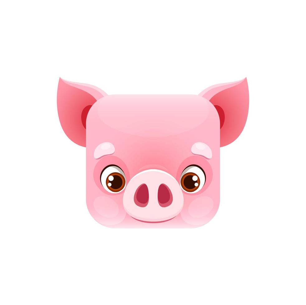 desenho animado porco kawaii quadrado animal face, fofa leitão vetor