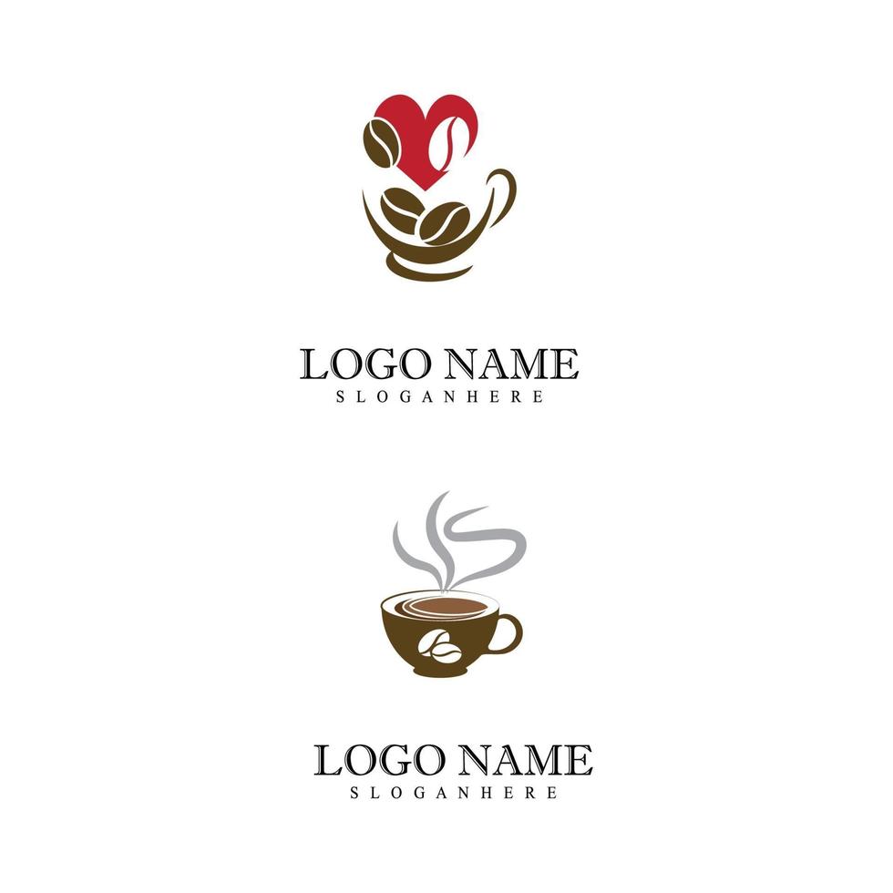 xícara de café logotipo modelo vetor ícone design