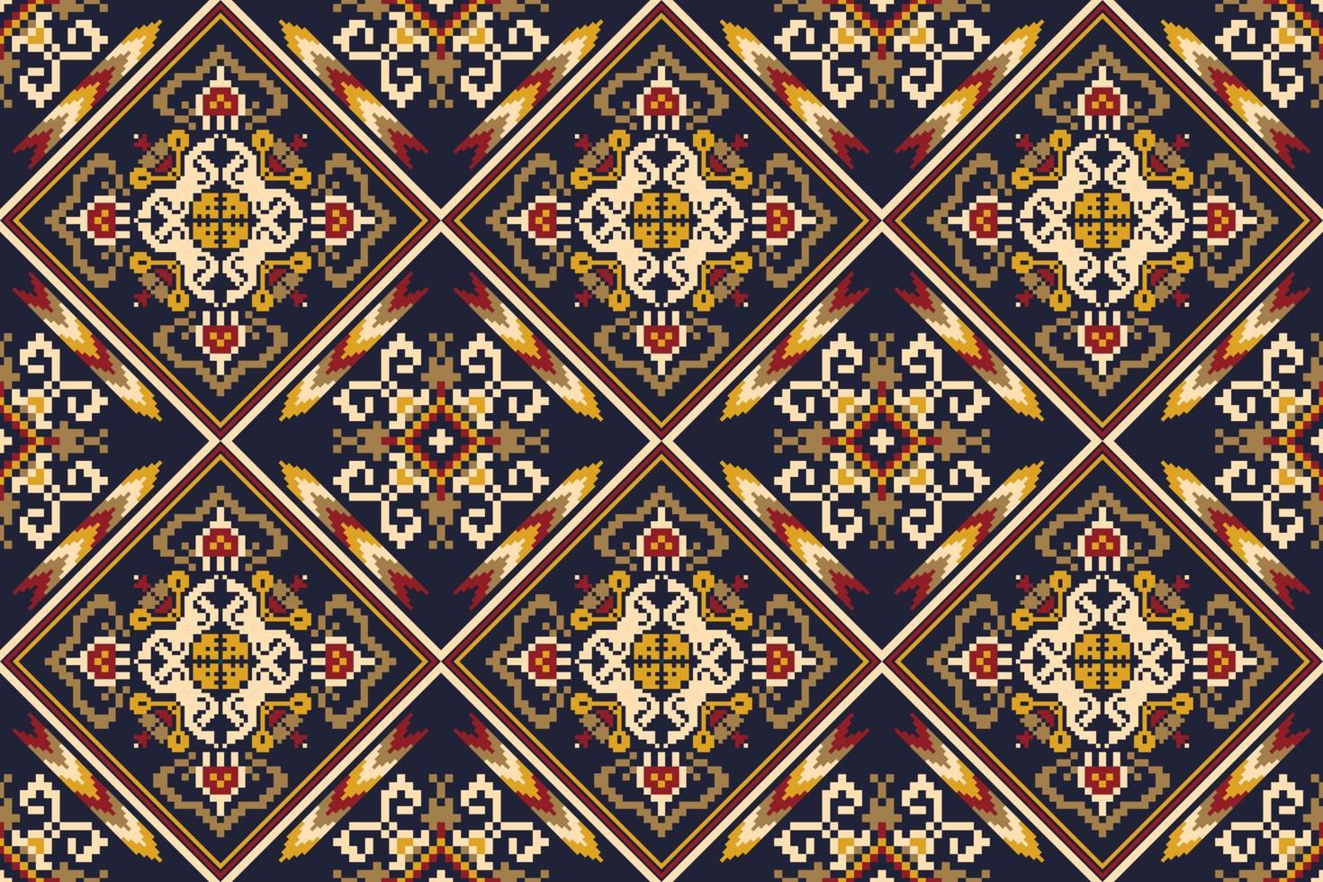 floral Cruz ponto bordado em Sombrio roxa background.geometric étnico oriental desatado padronizar tradicional.asteca estilo abstrato vetor.design para textura,tecido,vestuário,embrulho,decoração,impressão vetor