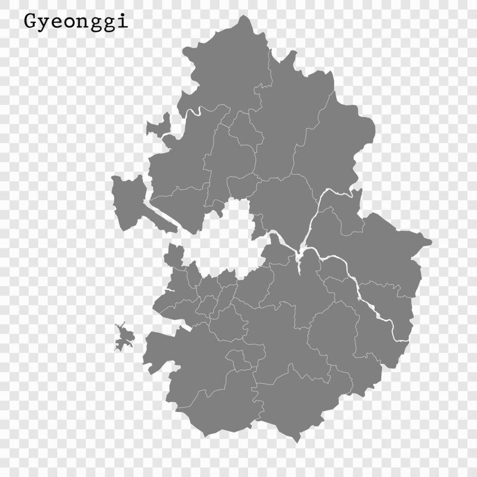 mapa de alta qualidade província da coreia do sul vetor